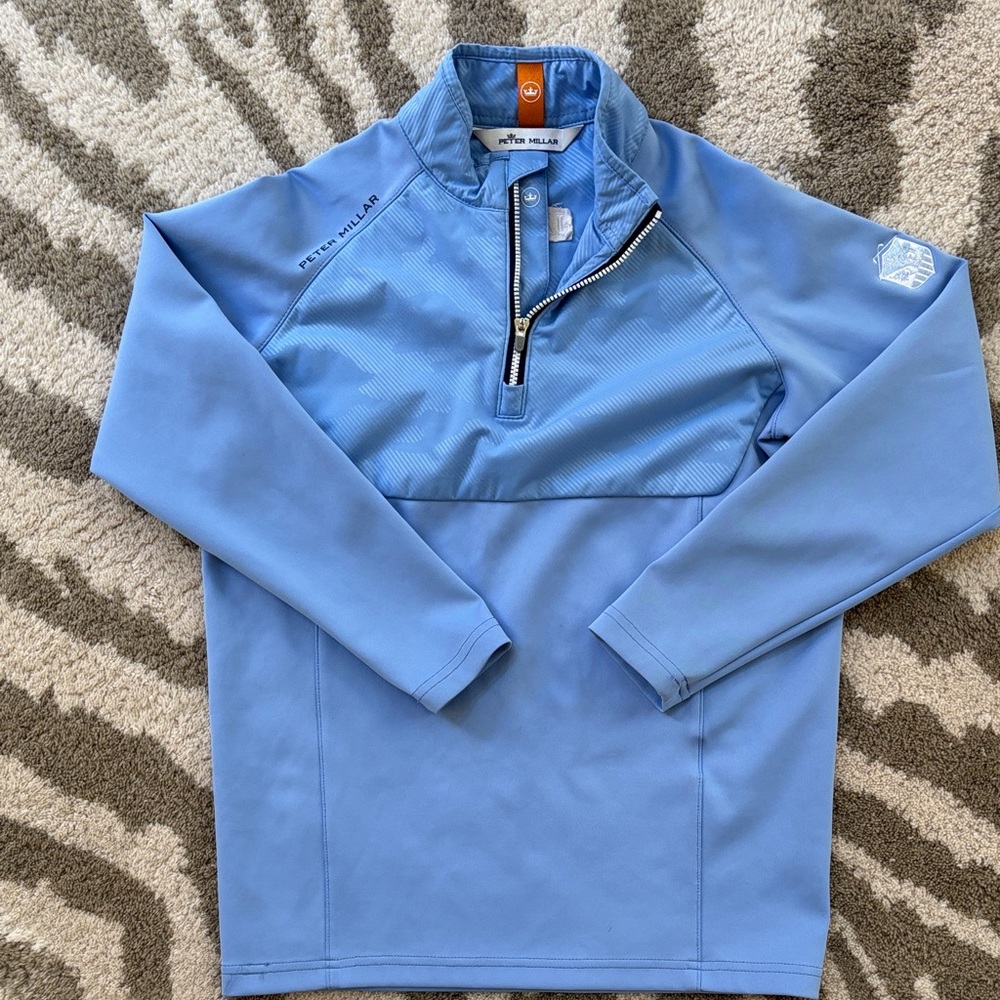 Peter Millar Light Blue Quarter-Zip Golf Pullover Boys Medium